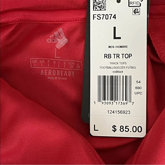 Adidas MLS New York Red Bulls FC Training Long Sleeve Track Shirt Size L New - Picture 4 of 4